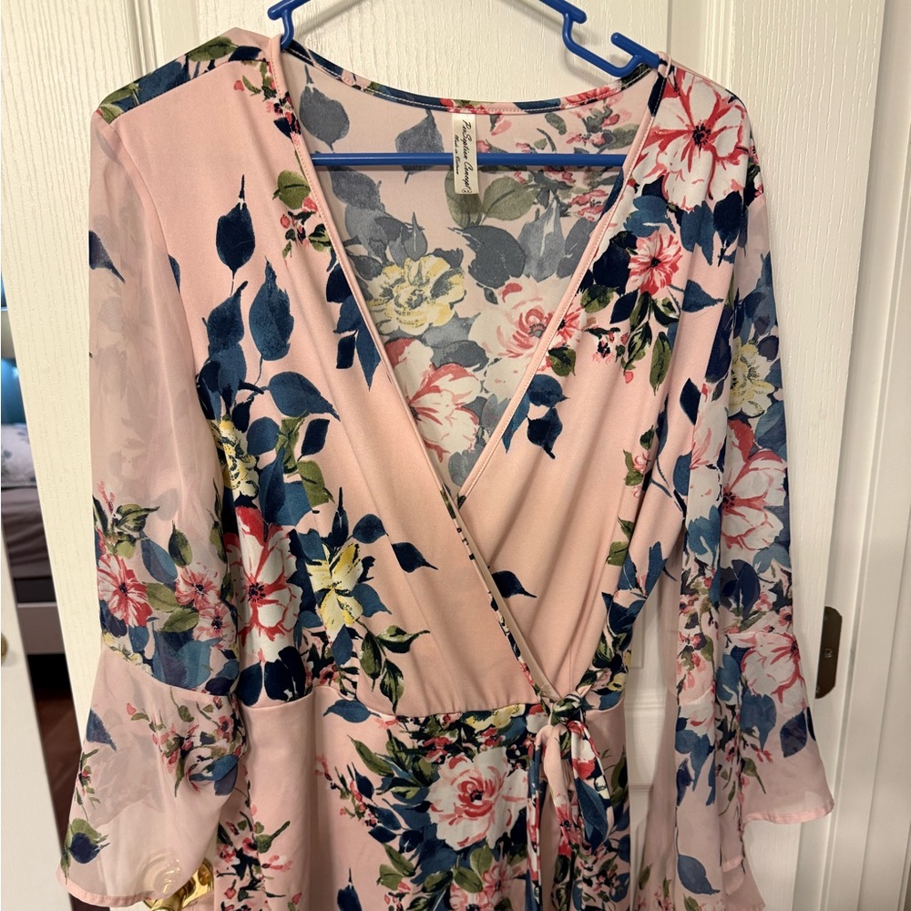 PerSeption Concept Floral Dress with Blue and Pink Accents